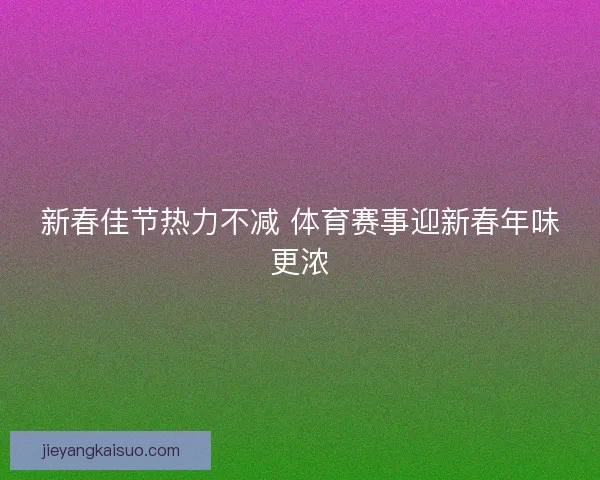 新春佳节热力不减 体育赛事迎新春年味更浓