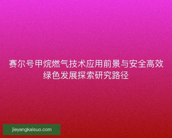 赛尔号甲烷燃气技术应用前景与安全高效绿色发展探索研究路径