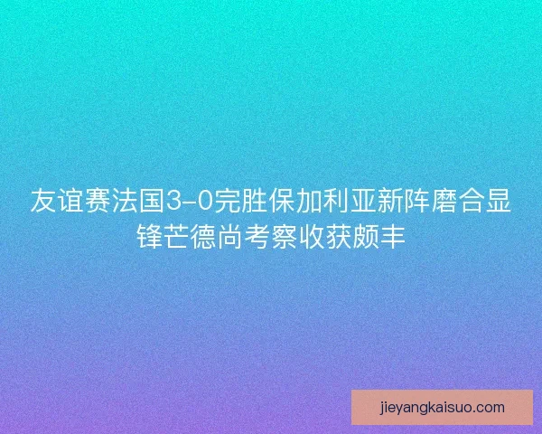 友谊赛法国3-0完胜保加利亚新阵磨合显锋芒德尚考察收获颇丰