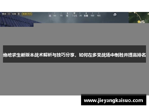 绝地求生新版本战术解析与技巧分享，如何在多变战场中制胜并提高排名